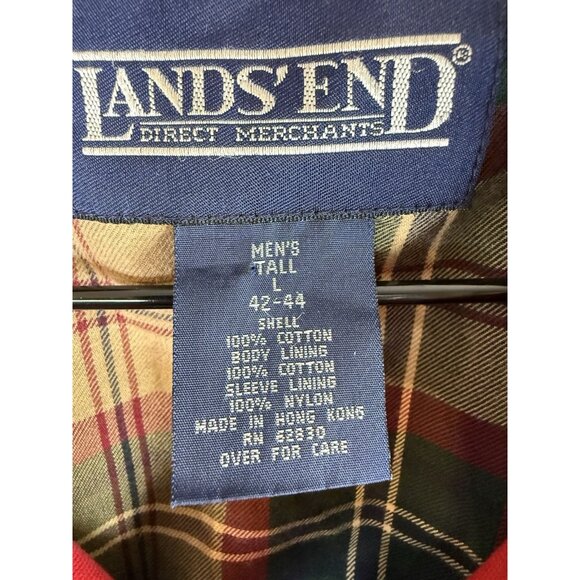 Lands End Chore Barn Coat Mens Large Tall Red Corduroy Collar Flannel Lined VTG - Picture 5 of 13